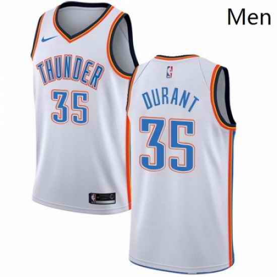 Mens Nike Oklahoma City Thunder 35 Kevin Durant Swingman White Home NBA Jersey Association Edition